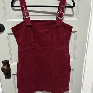 Rue21 Burgundy Corduroy Dress with Silver Buckle